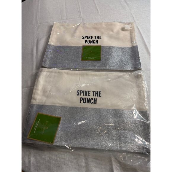 kate spade Other - Kate Spade Placemats Spike the Punch Silver Glitter Set of 7 Holiday Placemats